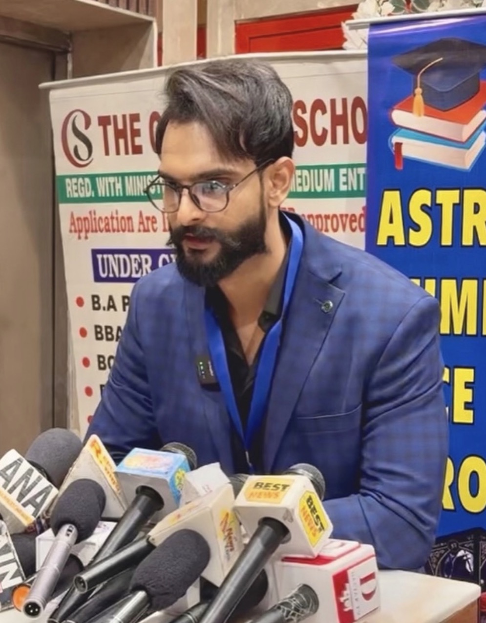 Ansh Verma speaking to the press
